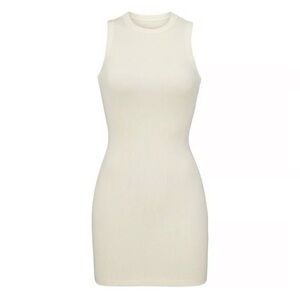 SKIMS Cotton Rib Tank Mini Dress in Bone Size Medium